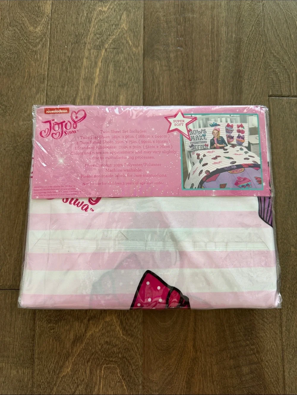 Nickelodeon JoJo Siwa Sweet Life Pink White Striped 3 Piece Twin Sheet Set New